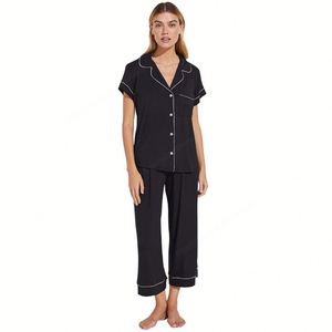 WanBao Vente en gros Ensemble de pyjamas Eberjey élégants et personnalisés à taux de rachat élevé pour femmes Vêtements de nuit Taille élastique Thermique Automne Lisse - Product Image 4