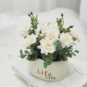 Vie <span class=keywords><strong>Eucalyptus</strong></span> Petit Rose <span class=keywords><strong>Pot</strong></span> <span class=keywords><strong>En</strong></span> Céramique Ensemble <span class=keywords><strong>En</strong></span> Plastique Simulation Bureau Décoratif Artisanat <span class=keywords><strong>pour</strong></span> Thanksgiving Tenture Murale De Mariage - Product Image 3