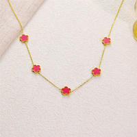 Collar de Cadena con Colgante de Trébol de Cinco Hojas, Simple y Elegante, de Acero Inoxidable para Mujer