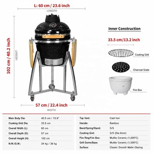 Barbecue au charbon de bois en céramique SEB KAMADO Green 16 pouces, Komodo China <span class=keywords><strong>BBQ</strong></span> Keramik Grill pour l'extérieur - Product Image 3