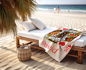 <span class=keywords><strong>Serviette</strong></span> de plage <span class=keywords><strong>en</strong></span> <span class=keywords><strong>papier</strong></span> avec motif de cartes à jouer amusantes, personnalisée pour les groupes et les couples assortis, avec sac, design pour meilleurs amis - Product Image 5