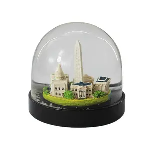 Hars Plastic Decoratie Kerst Sneeuwbol Custom Gebouw Souvenir Waterbal