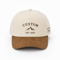 Gorras de béisbol de pana de dos tonos con logotipo de letras personalizadas, bordadas, de alta calidad, al por mayor, para uso diario informal.