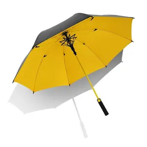 Parapluie de golf ventilé à double auvent avec poignée de protection semi-automatique avec logo personnalisé