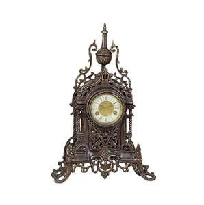 Antique Imitated from 18th Century French Classical Cast Brass Mechanical mantel Vintage Boulle Architecture Table Clock