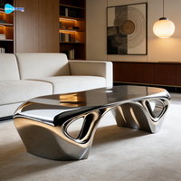 Étagère à livres en acier inoxydable, miroir de style moderne poli, sculpture abstraite en acier inoxydable personnalisée, table