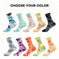 Chaussettes de sport personnalisées en gros, antidérapantes, tie-dye, pour Pilates et Yoga – Confort en coton tricoté pour usage quotidien féminin, faible MOQ.