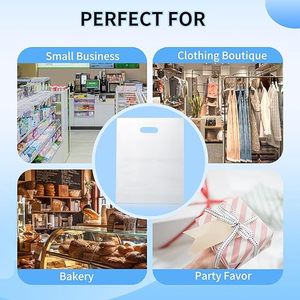 Sacs cadeaux en PEHD coloré pour t-shirts, avec poignées, jetables, thermoscellables, 1,25 mil, découpés, pour petites entreprises, fêtes, goodies - Product Image 5