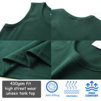 Tank Top Pria Grosir Motif Bunga Abu-abu 43gsm, Tank Top Pria Bernapas Tanpa Lengan Model Slim Fit Bergaris untuk Musim Panas