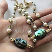 Collier ras du cou en coquille d'ormeau et perles, plaqué or, style sirène, plage, sorcière, bohème, bijoux bohèmes NM45592