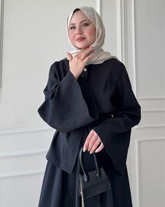 Ensemble haut et jupe deux pièces élégant en polyester pour <span class=keywords><strong>femme</strong></span>, style Abaya islamique, modeste, respirant, coupe ample, idéal pour l'automne et les mariages. - Product Image 4
