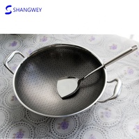 34cm Plus Grande Taille Marmite Ensembles 3 Couches En Acier Inoxydable Antiadhésif Poêle Wok