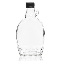 Fournisseur d'usine Bouteille en verre plat transparente pour confiture de bleuets Miel Sirop d'érable Emballage vide Forme cylindrique Bouchon à vis Cartons