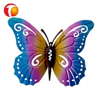 Decoración de pared de mariposa multicolor, escultura colgante de luz Solar para interior o exterior