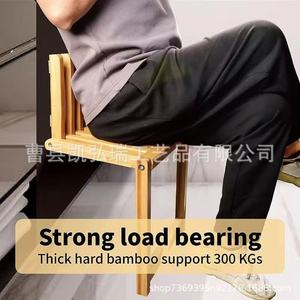 Wooden <b>wall</b>-mounted concealed folding chair/<b>shoe</b> changing stool, multifunctional wooden entryway <b>wall</b>-mounted <b>shoe</b> bench for - Product Image 5