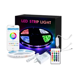 Kit de farol de led, alta qualidade, 12v, 5050, rgb, 5m, 10m, à prova d' água, rgb, para decoração externa, ip65, smd, com controle remoto