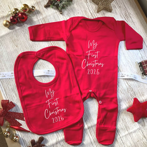 Ensemble <span class=keywords><strong>de</strong></span> 3 pièces personnalisé pour nouveau-né garçon ou fille, tenue <span class=keywords><strong>de</strong></span> Noël « <span class=keywords><strong>Mon</strong></span> <span class=keywords><strong>premier</strong></span> Noël 2026 », barboteuse vierge, <span class=keywords><strong>bonnet</strong></span> et bavoir en coton biologique - Product Image 2