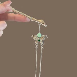 Liquid Butterfly Tassel Hairpin Hair Stick Hair <b>Accessory</b> Women's Y2K Chinese Style Hairpin Temperament <b>Braided</b> Hairpin Headwear - Product Image 4