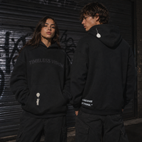 Sweat à capuche noir surdimensionné en coton molletonné pour homme et femme, personnalisable avec impression graphique, style streetwear Y2K, marque privée OEM.