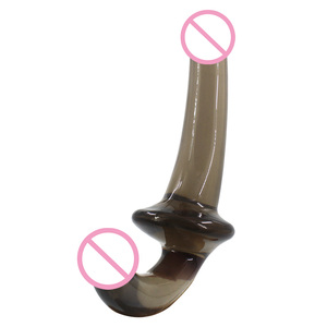 Jouets sexuels lesbiens en TPE à double extrémité haute transparence, pénis à sangle, gode sans sangle - Product Image 6