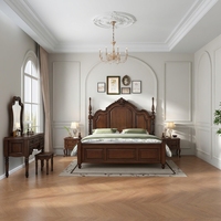 Lit double de luxe en bois massif de style américain avec espace de rangement, cadre de lit extra-large personnalisable pour chambre à coucher et usage hôtelier