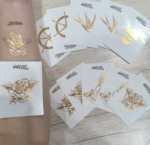 Tatuaje Temporal Metálico Personalizado para Novia <span class=keywords><strong>de</strong></span> Boda Dorada, Arte Corporal, Tatuaje Adhesivo Estampado en Caliente con Lámina Dorada y Plateada - Product Image 4