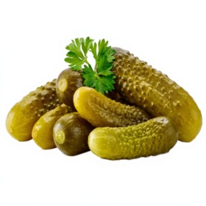 Cornichones de pepino enlatados picantes y especiados con sal y condimentos - Product Image 2