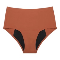 Ropa Interior Menstrual a Prueba de Fugas de Cintura Alta Sin Costuras para Mujer, Ropa Interior Absorbente de Nailon y Elastano