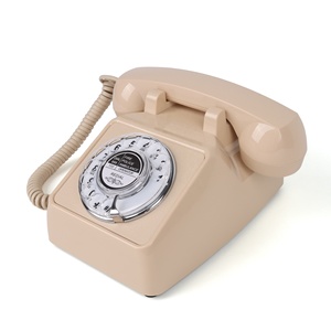 Teléfono <span class=keywords><strong>Fijo</strong></span> Retro Cuadrado Beige con Cable, Teléfono de Escritorio Analógico PSTN con Dial Giratorio Mecánico - Product Image 4