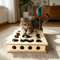 Boîte de labyrinthe d'enrichissement pour chat en bois avec logo personnalisé, jouet interactif de chasse, bois naturel durable pour chats d'intérieur