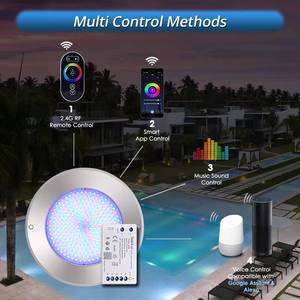 IP68 Waterproof RGB LED <b>Pool</b> <b>Light</b> 12V Underwater Wall Mounted Stainless Steel Fixture with Alexa Wi-Fi Remote Control - Product Image 4