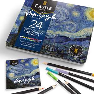 <span class=keywords><strong>Castle</strong></span> <span class=keywords><strong>Art</strong></span> <span class=keywords><strong>Supplies</strong></span> 24 crayons de couleur dans une boîte en étain robuste et portable avec un cœur souple, des pigments riches et des couleurs vibrantes - Product Image 1