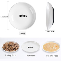 Bol pour chat en céramique saine, ensemble de bols pour chats, assiettes peu profondes et larges pour chatons, pour nourriture et eau, avec base antidérapante en silicone