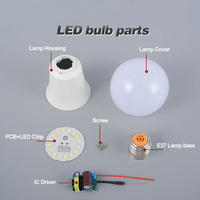 Liste de prix de gros B22, ampoules LED 9 watts 12 watts, matière première, ampoule LED chinoise