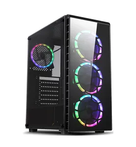 Tủ PC trường hợp chơi game máy tính RGB người hâm mộ, nhà máy giá Glass Máy tính để bàn Chứng Khoán hệ thống máy tính vỏ nhựa ATX Mid Tower CN; gua