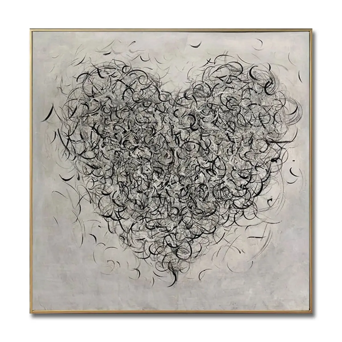 Arte della parete in bianco e nero decorazione del cuore pittura a olio su tela amore opere d'arte amore arte romantica pittura di base sopra la decorazione del letto