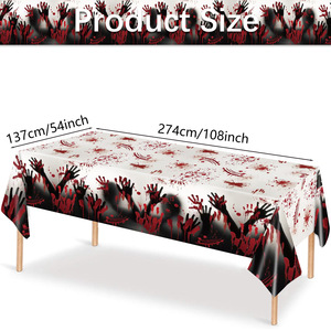 Halloween Bloodhand Party Tableware Disposable Paper <b>Plates</b> Cups Napkins Tablecloth Cutlery Set - Product Image 2