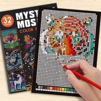 Livre de coloriage par numéros Mystery Mosaics, livre d'activités de puzzle Pixel Art, livre de coloriage mosaïque avec images cachées pour enfants