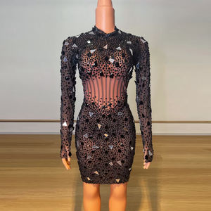 Vestido corto femenino <span class=keywords><strong>de</strong></span> verano translúcido con lentejuelas brillantes, minivestido <span class=keywords><strong>de</strong></span> lujo para <span class=keywords><strong>quinceañera</strong></span>, 2022 - Product Image 5