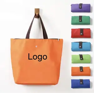 कस्टम लोगो के साथ थोक टिकाऊ फोल्डेबल टोट बैग ऑक्सफोर्ड पुन: प्रयोज्य शॉपिंग टोट बैग