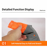 Cône de signalisation pliable portable en plastique de 60 cm avec feux LED solaires réfléchissants prismatiques haute intensité, étanches IP68 et clignotants