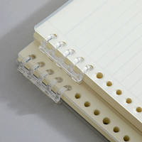 Carnet A5 à feuilles mobiles avec couverture transparente en PP, rechargeable, 70 feuilles lignées et quadrillées, papeterie de bureau pour étudiants, vente en gros