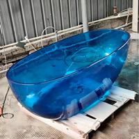 Baignoire autoportante en acrylique, design moderne, en résine de pierre, baignoire indépendante intégrée en cristal transparent pour le trempage