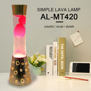 Farola cilíndrica de vidrio con aluminio coloreado y base bañada en cobre brillante lámpara de lava de diseño redondo - Product Image 4