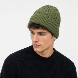 Bonnet d'hiver en velours arctique tricoté torsadé, doublé polaire, avec logo personnalisé, en acrylique, nylon et PBT élastique, vente en gros - Product Image 6