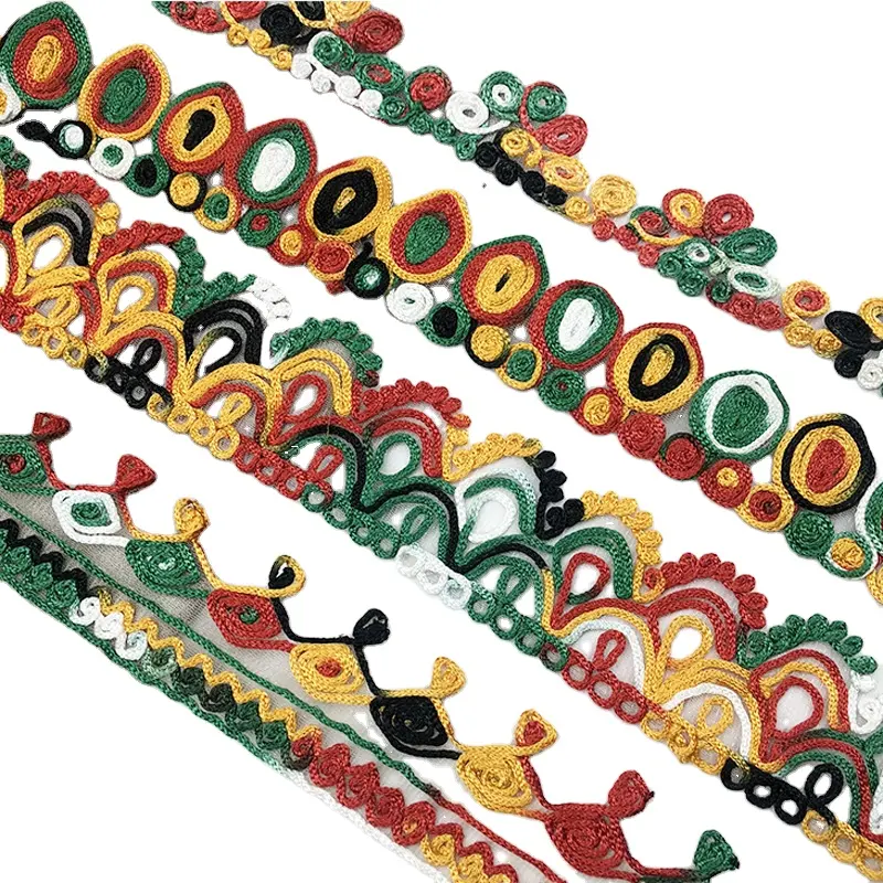 10 y diy 바느질 다채로운 코드 트림 diy 민족 그물망 자수 신발 패브릭 tatting 레이스 홈 장식