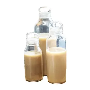 300ml 500ml 900ml Reusable Glass Water Bottle Natural Clear Leak Proof Liquid Storage Container with Lid