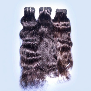 Extensiones de Cabello Remy Indio Natural Crudo de la Mejor Calidad al Por Mayor, Precio de Fábrica, Cabello Virgen con Doble Trama a Máquina, 100g - Product Image 1