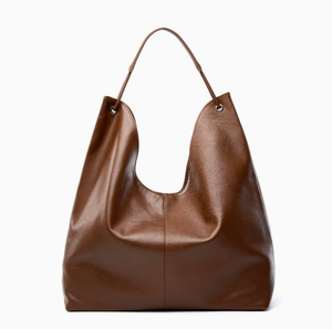 Pochette de luxe en cuir véritable noir, fermeture éclair vintage, grande capacité pour femme, pour les voyages quotidiens - Product Image 2