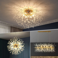 Lustre en cristal contemporain nordique en forme de pissenlit, éclairage pour restaurant, cuisine, salle à manger, suspension, luminaire suspendu en acier inoxydable